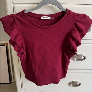 day + moon Ruffled Burgundy Top